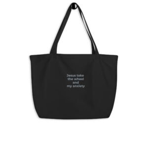 Home jesus take the wheel large tote bag