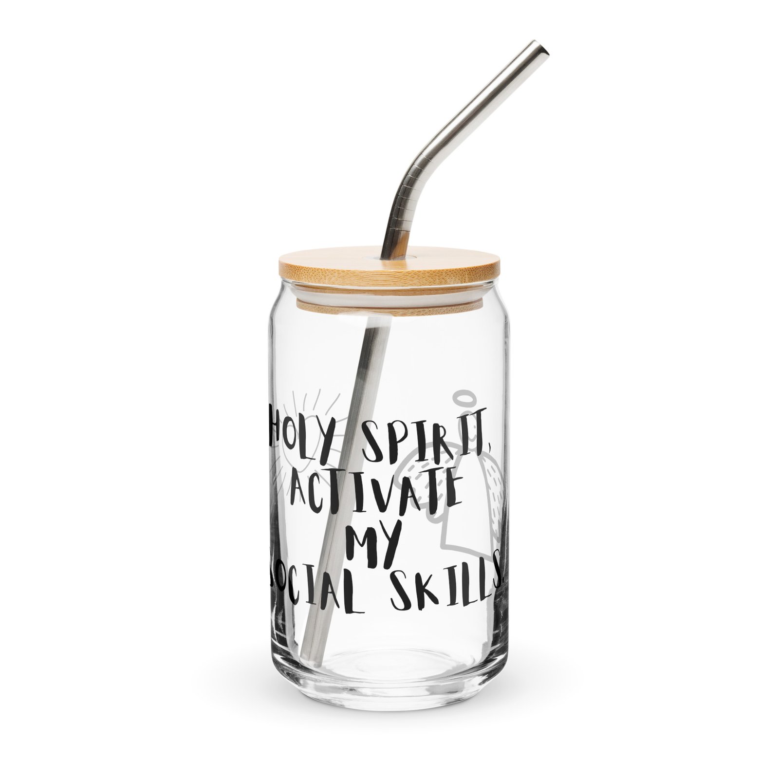 can shaped glass – “holy spirit, activate my social skills” | funny christian faith drinkware can shaped glass – “holy spirit, activate my social skills” | funny christian faith drinkware