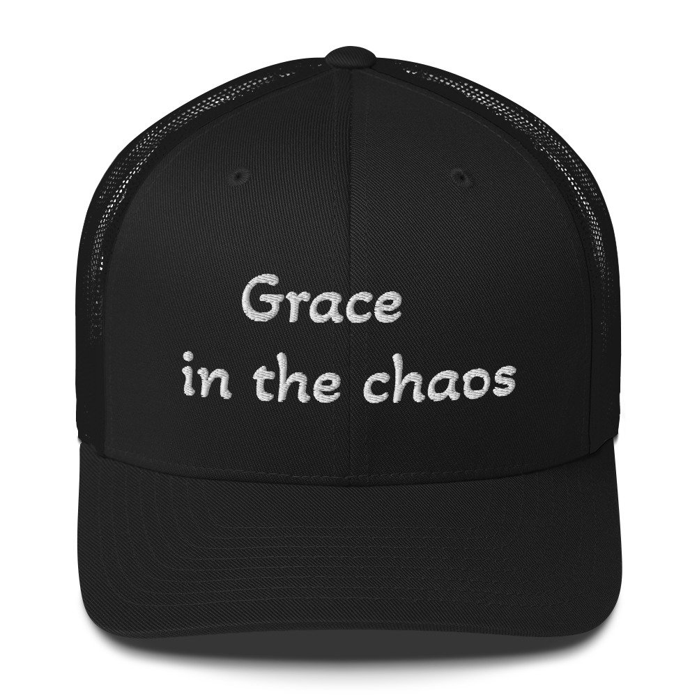 grace in the chaos christian trucker cap – minimal faith hat for anxious christians, mental health + faith apparel grace in the chaos christian trucker cap – minimal faith hat for anxious christians, mental health + faith apparel