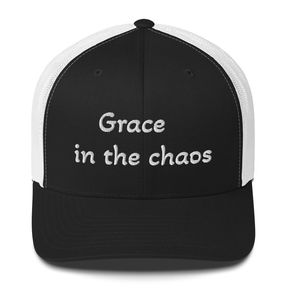 grace in the chaos christian trucker cap – minimal faith hat for anxious christians, mental health + faith apparel grace in the chaos christian trucker cap – minimal faith hat for anxious christians, mental health + faith apparel