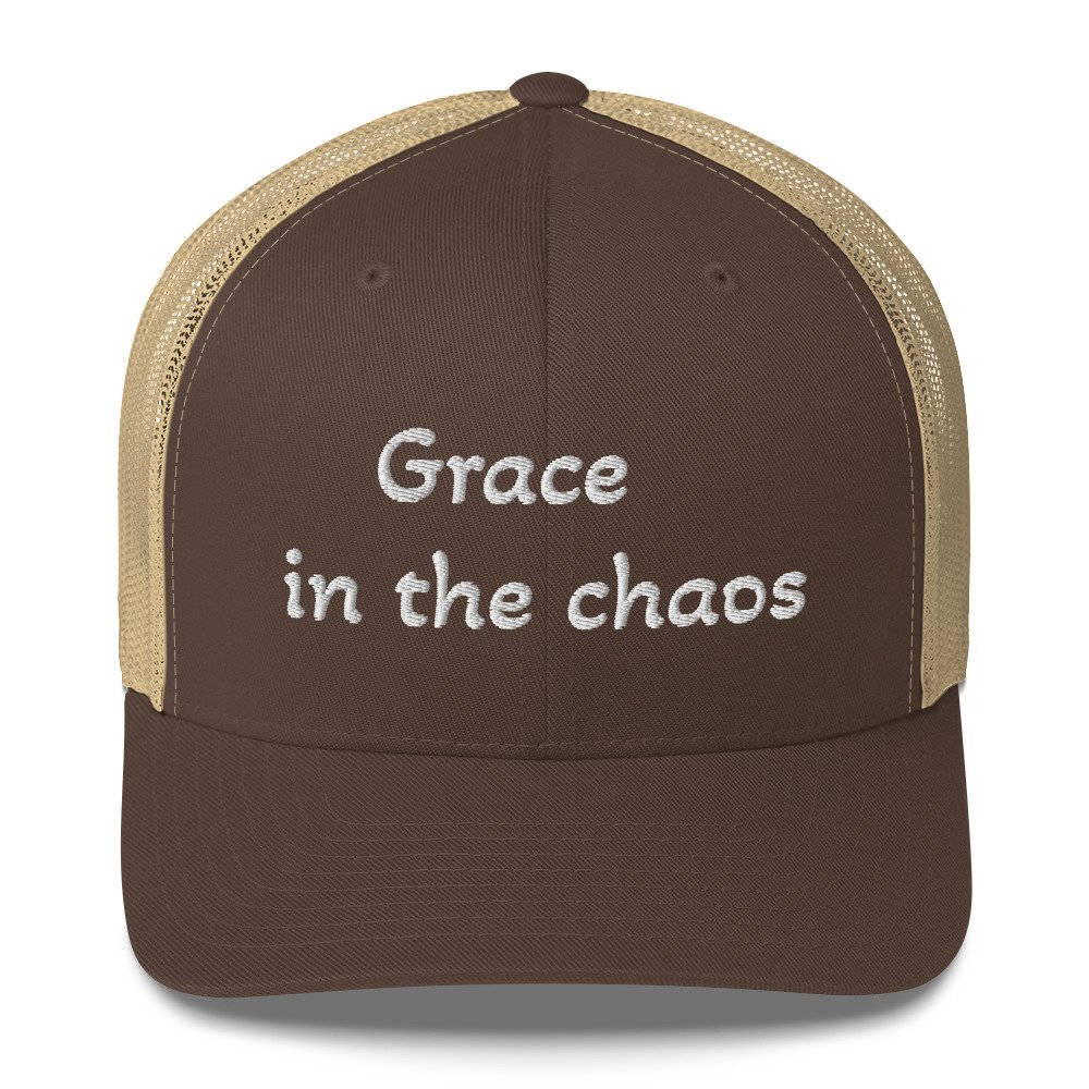 grace in the chaos christian trucker cap – minimal faith hat for anxious christians, mental health + faith apparel grace in the chaos christian trucker cap – minimal faith hat for anxious christians, mental health + faith apparel