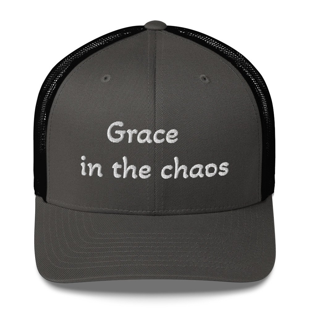 grace in the chaos christian trucker cap – minimal faith hat for anxious christians, mental health + faith apparel grace in the chaos christian trucker cap – minimal faith hat for anxious christians, mental health + faith apparel