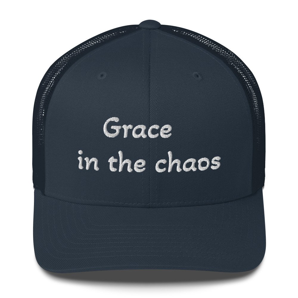grace in the chaos christian trucker cap – minimal faith hat for anxious christians, mental health + faith apparel grace in the chaos christian trucker cap – minimal faith hat for anxious christians, mental health + faith apparel